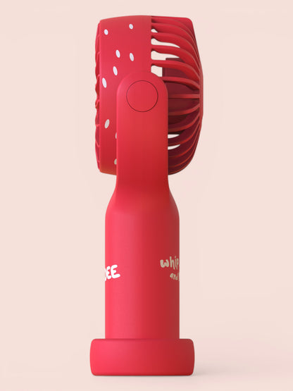 Lil' Foodee Foodee Fan in Signature Strawberry angled side view