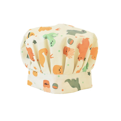 Lil' Foodee Dino Munch chef hat with teal dinosaur pattern for little foodies.
