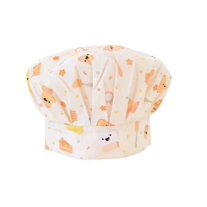 Lil' Foodee Lil Baker chef hat with cute pastel baking icons.