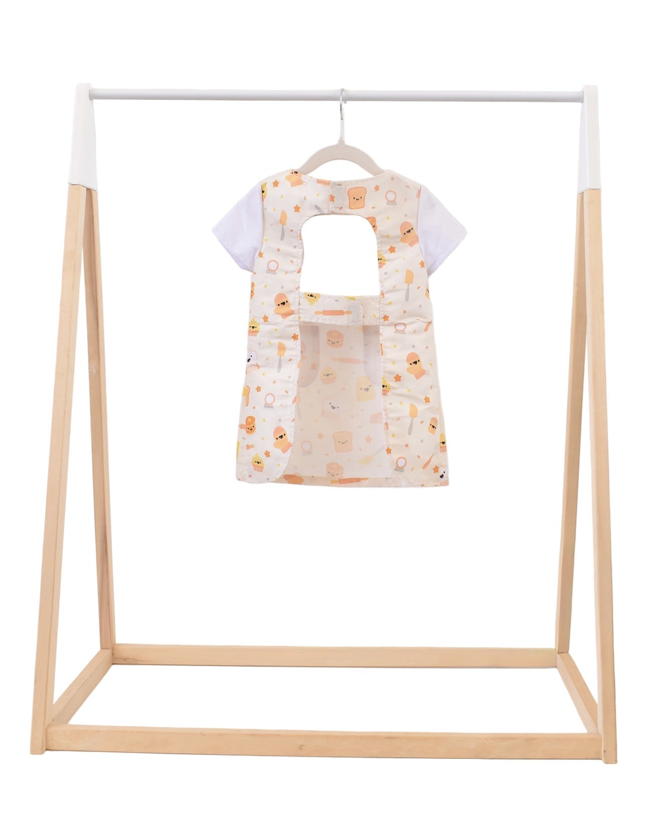 Lil' Foodee Lil Baker everyday apron in a soft baking-themed print, designed for cooking and messy play.